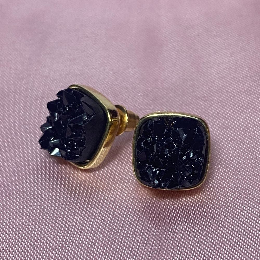 Onyx Square Geode Studs